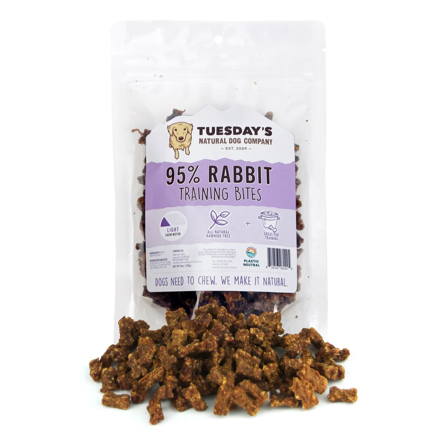 Tuesdays Natural Dog Rabbit Bites 6oz