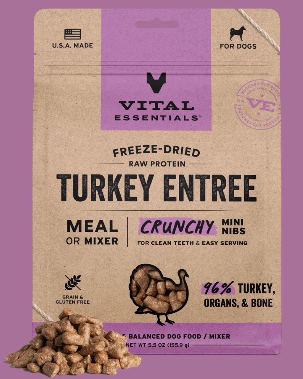 Vital Essentials D FZD Mini Nibs Turkey Entree 5.5oz