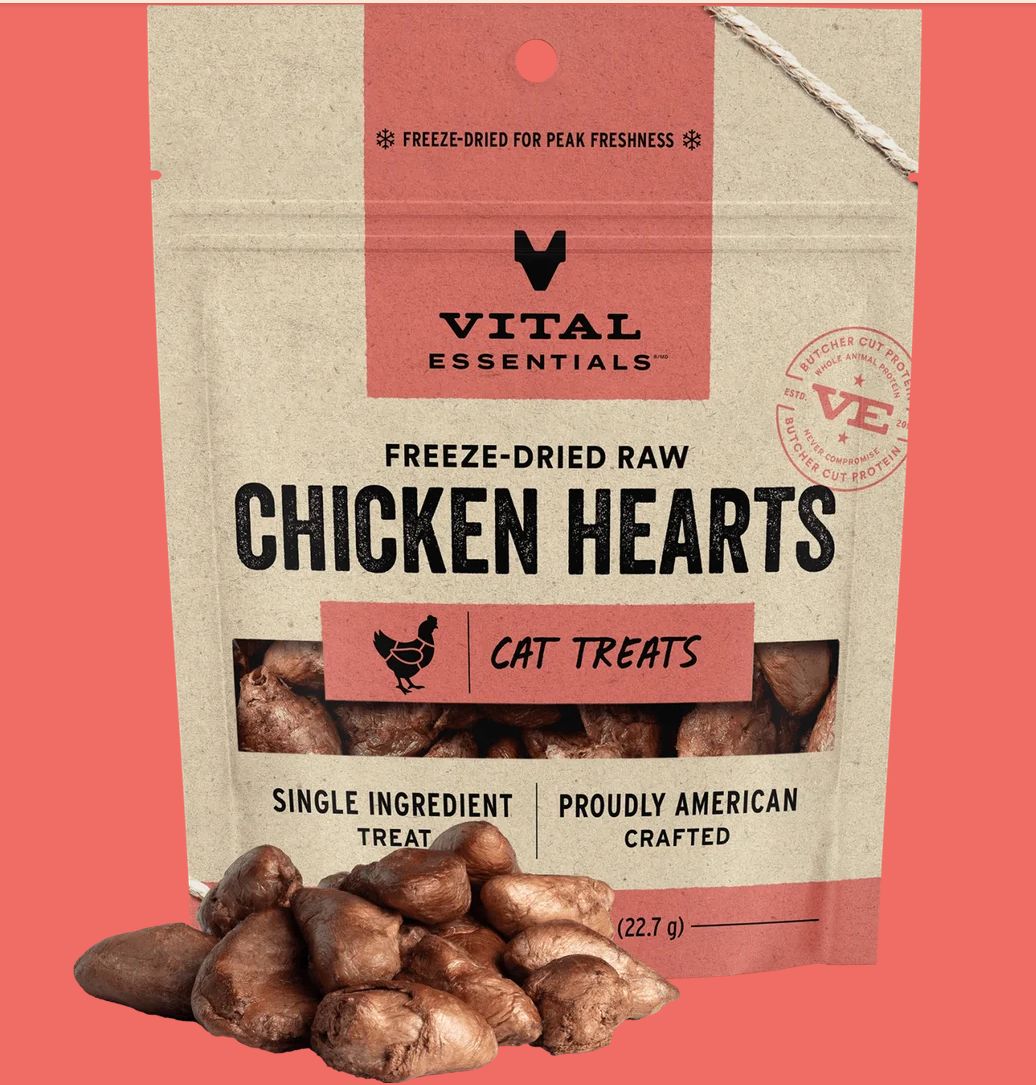 Vital Essentials Cat FZD Treat Chicken Hearts  0.8oz