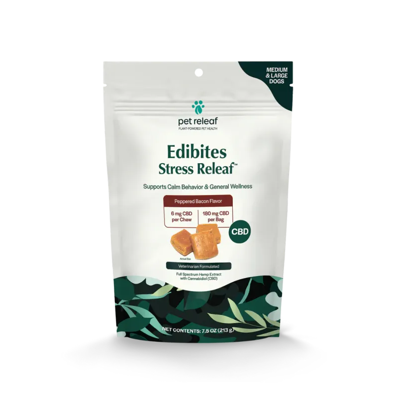 Pet Releaf Edibites Stress Releaf PB Carob LG Family Size 12.5oz