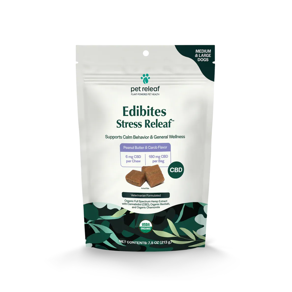 Pet Releaf Edibites Stress Releaf PB Carob LG 7.5oz