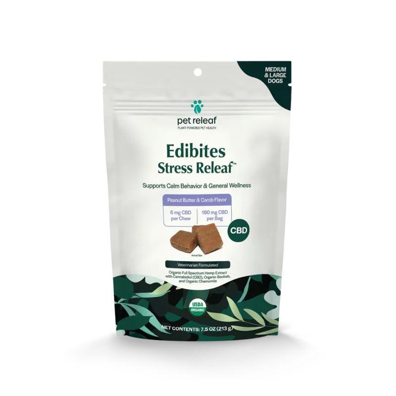 Pet Releaf Edibites Stress Releaf PB Carob LG 7.5oz