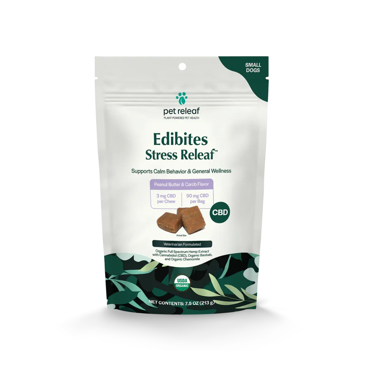 Pet Releaf Edibites Stress Releaf PB Carob SM 7.5oz