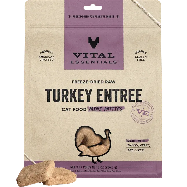 Vital Essentials Cat  FZD Mini Patties Turkey 8oz
