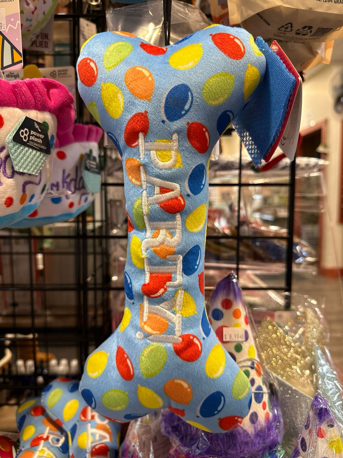 Huxley Kent Dog Power Plush Party Time Bone Blue Large