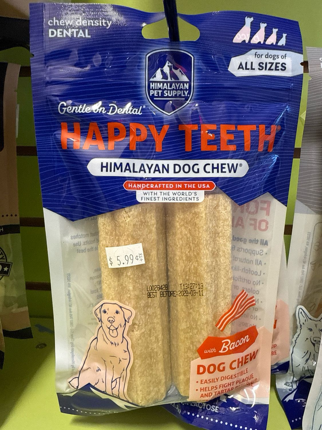 Himalayan Dog Happy Teeth Chew Bacon 2pk 4oz