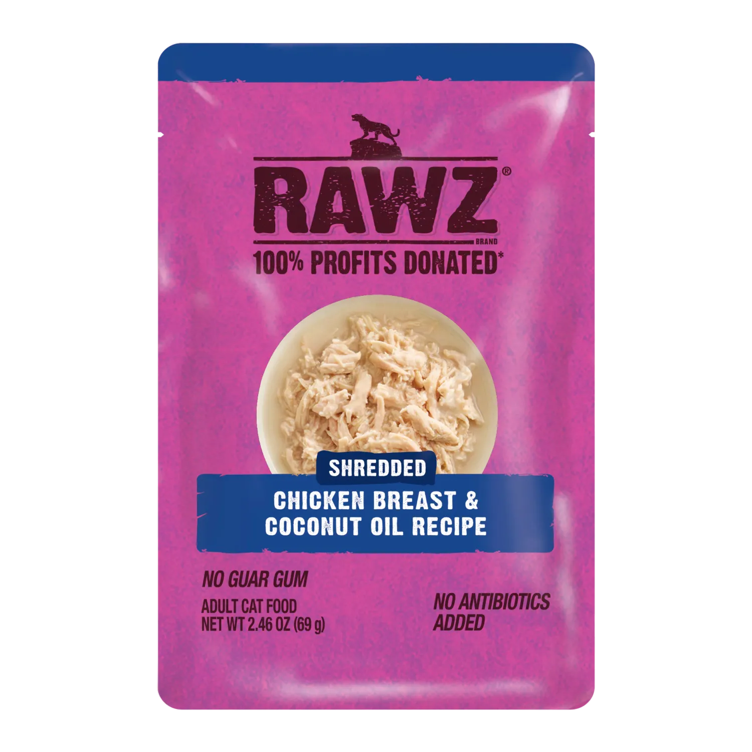 Rawz Cat Food Pouch Shredded Chicken Breast &amp; Coconut Oil 2.46oz