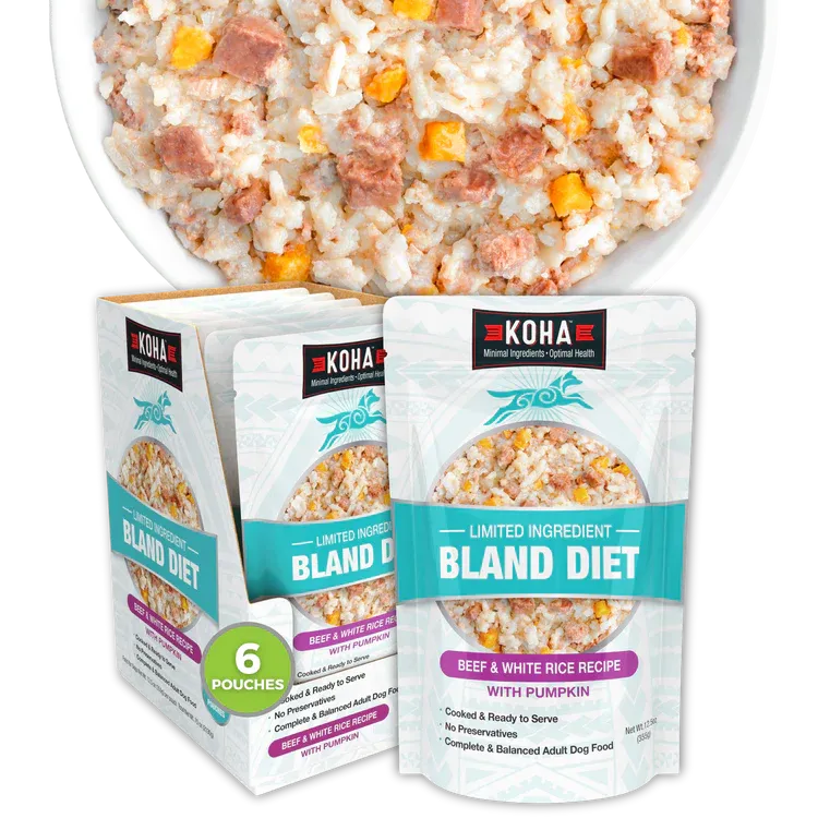 Koha Dog Bland Pouch Beef and Rice 12.5oz