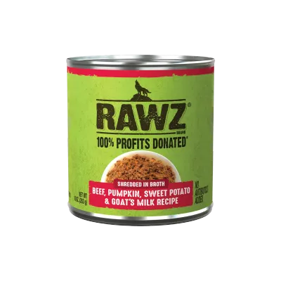 Rawz Dog Can Shredded Beef,Pumpkin,Sweet Potato &amp; Goats Milk 10oz