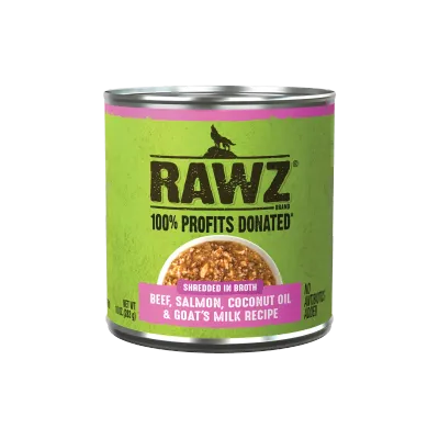 Rawz Dog Can Shredded Beef, Salmon &amp; Coconut Oil 10oz