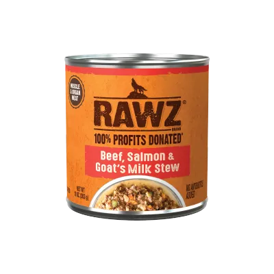 Rawz Dog Can Stew Beef, Salmon &amp; Goats Milk 10oz
