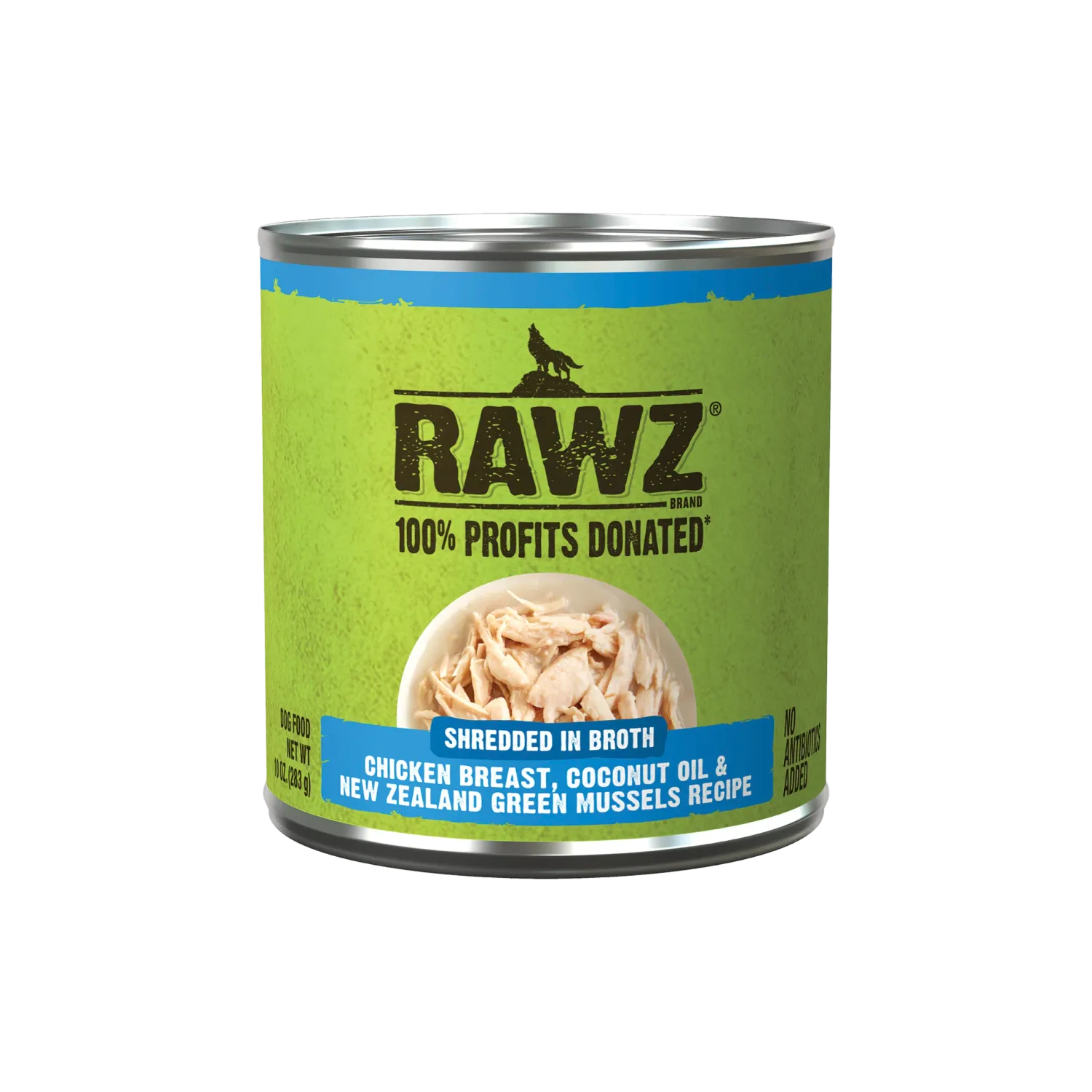 Rawz Dog Can Shredded Chicken Breast Coconut Oil NZ GM 10oz