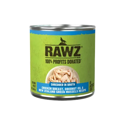 Rawz Dog Can Shredded Chicken Breast Coconut Oil NZ GM 10oz