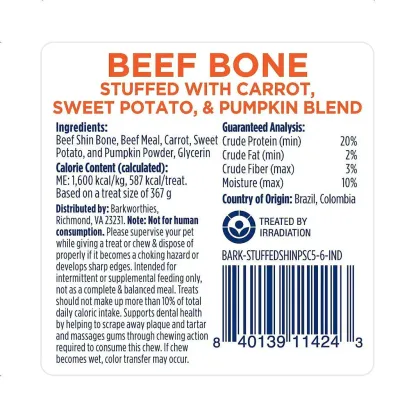 Barkworthies Shin Bone beef Pumpkin 3-4