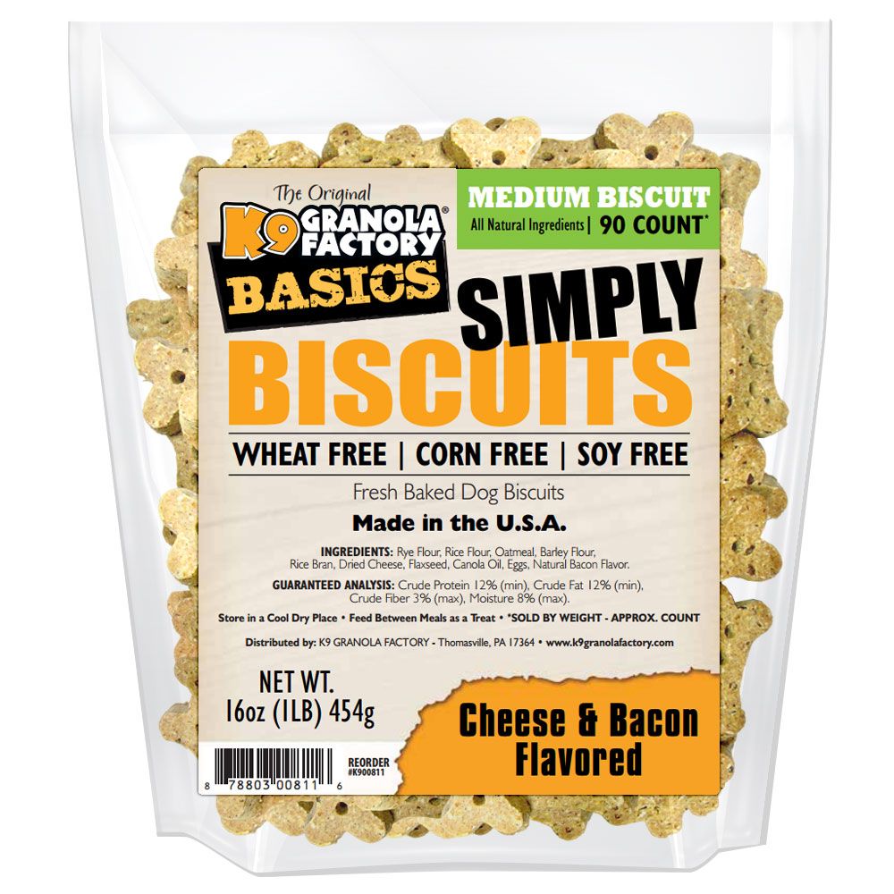 K9GF Simply Biscuit Cheese Bacon 16oz Med