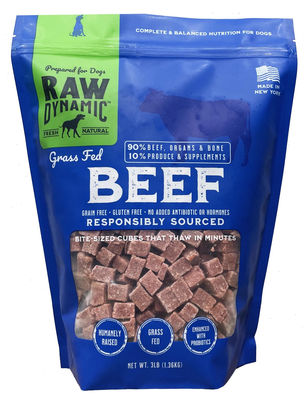 Raw Dynamic Frozen Canine Beef 3#