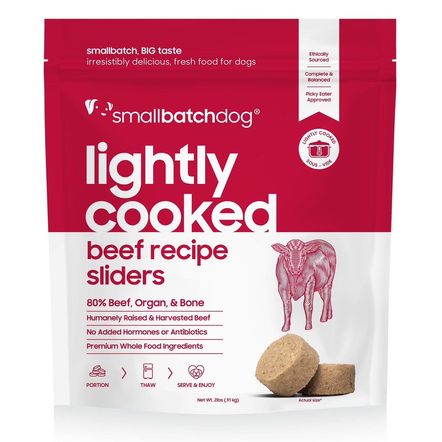 Small Batch Dog Frozen Lightly Cooked Beef 2#