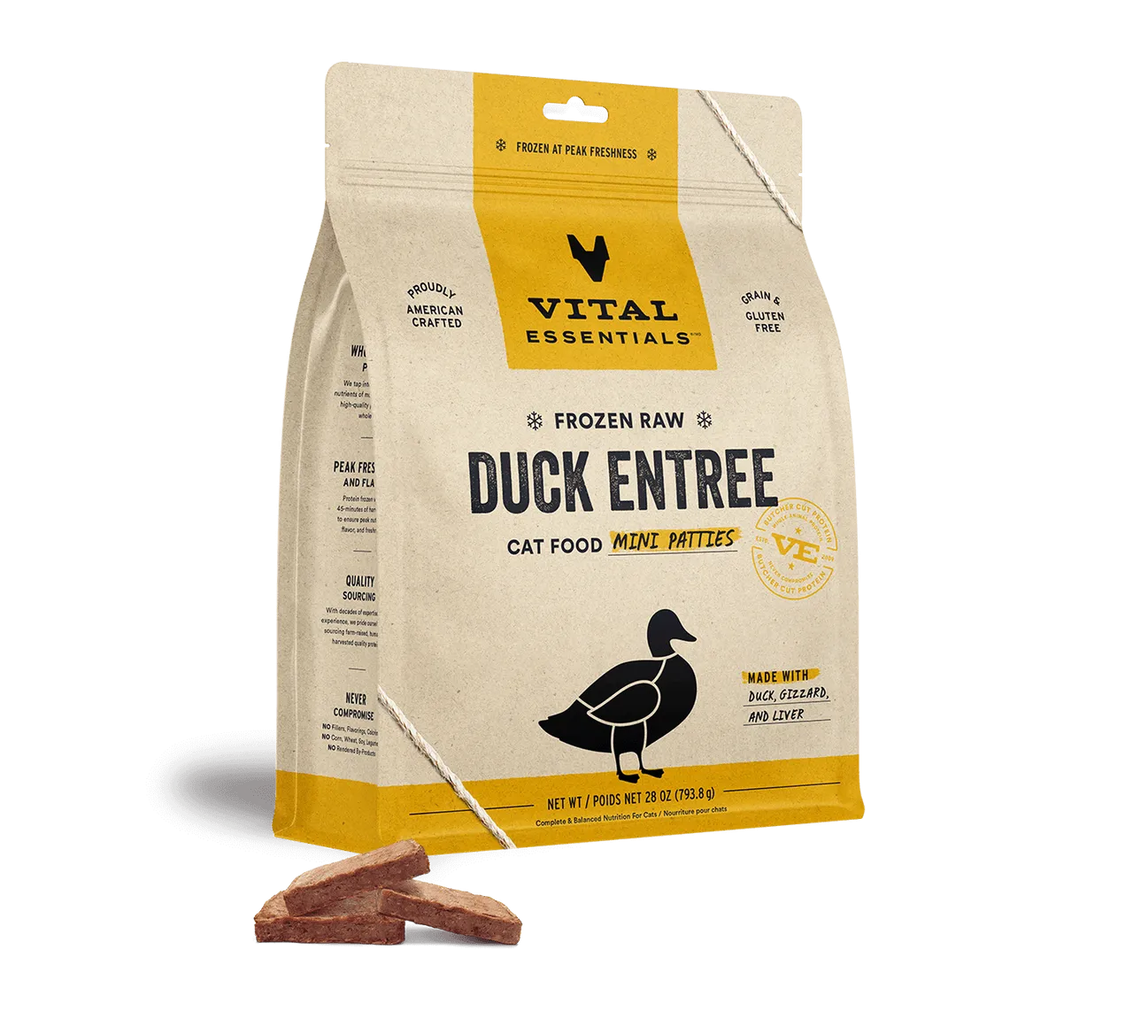 Vital Essentials  Cat frozen Mini Patties Duck 28oz