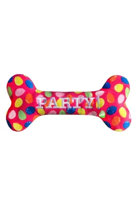 Huxley Kent Dog Power Plush Party Time Bone Pink Small