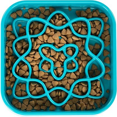 Messy Mutts Slow Feeder Square Blue 2 Cups