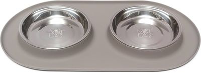 Messy Mutts Cat Double Feeder Silicone Gray