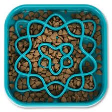 Messy Mutts Slow Feeder Square Blue 8 Cups