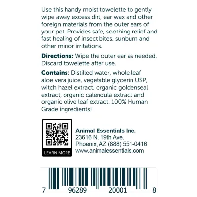 Animal Essentials Herbal Ears Wipes Single