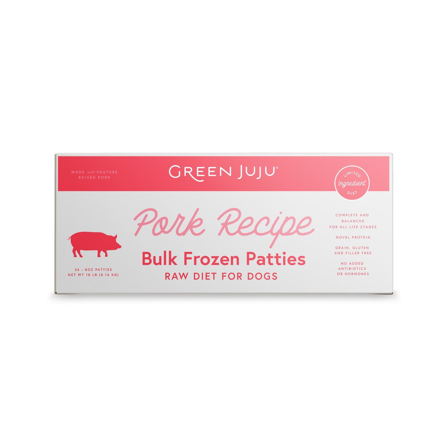 Green Juju Dog Frozen Pork Patties 18#