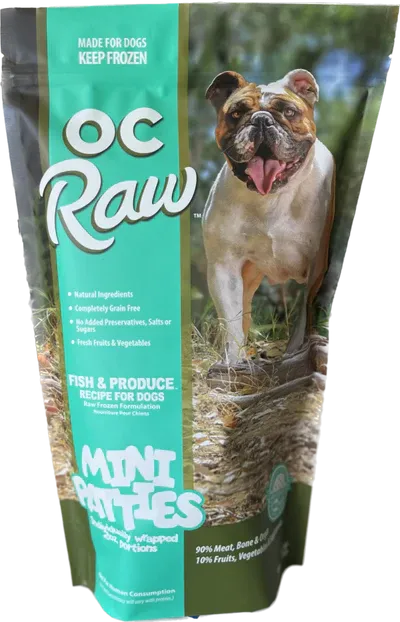 OC Raw Dog Frozen Mini Patties Fish &amp; Produce 4#