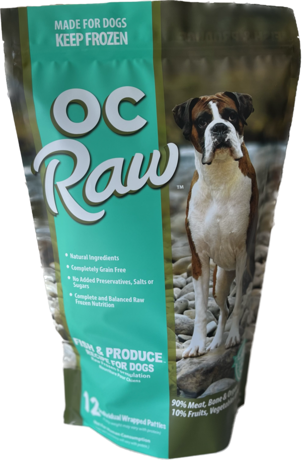 OC Raw Dog Frozen Patties Fish &amp; Produce 6#