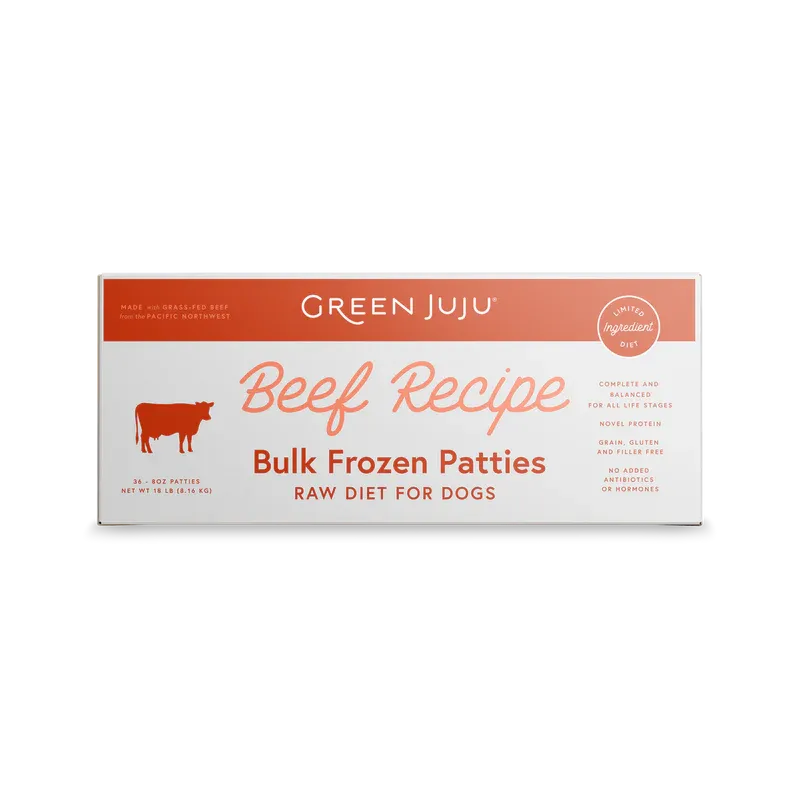 Green Juju Dog Frozen Beef Patties 18#