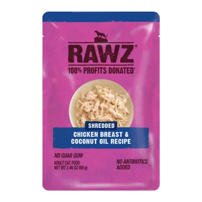 Rawz Cat Food Pouch Shredded Chicken Breast &amp; Coconut Oil 2.46oz