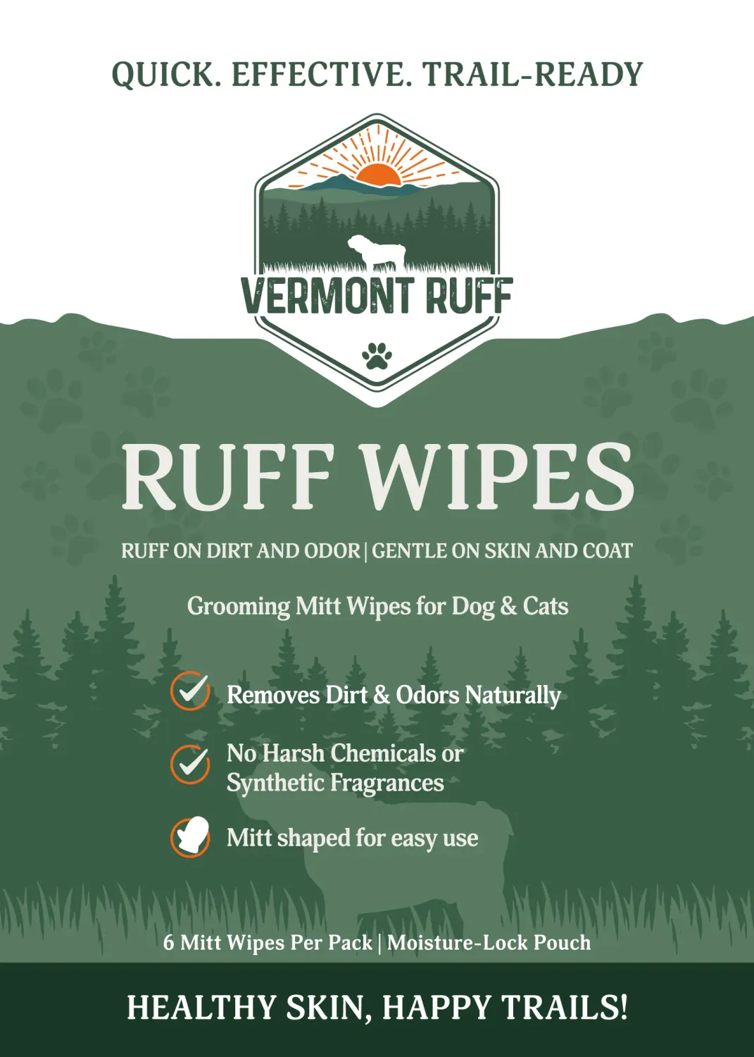 Vermont Ruff Grooming Wipe Mitts 18ct