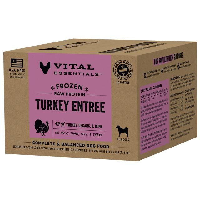 Vital Essentials Dog Frozen Patties Turkey 4.7#