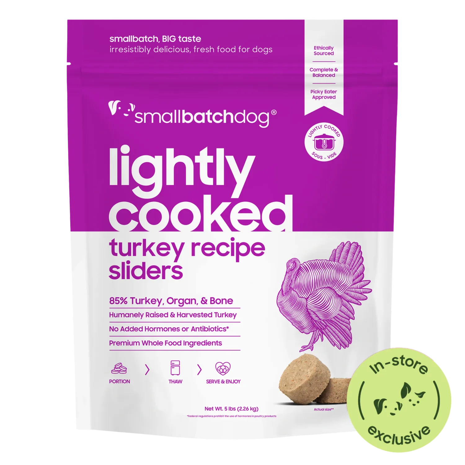Small Batch Dog Frozen Lightly Cooked Turkey 5#