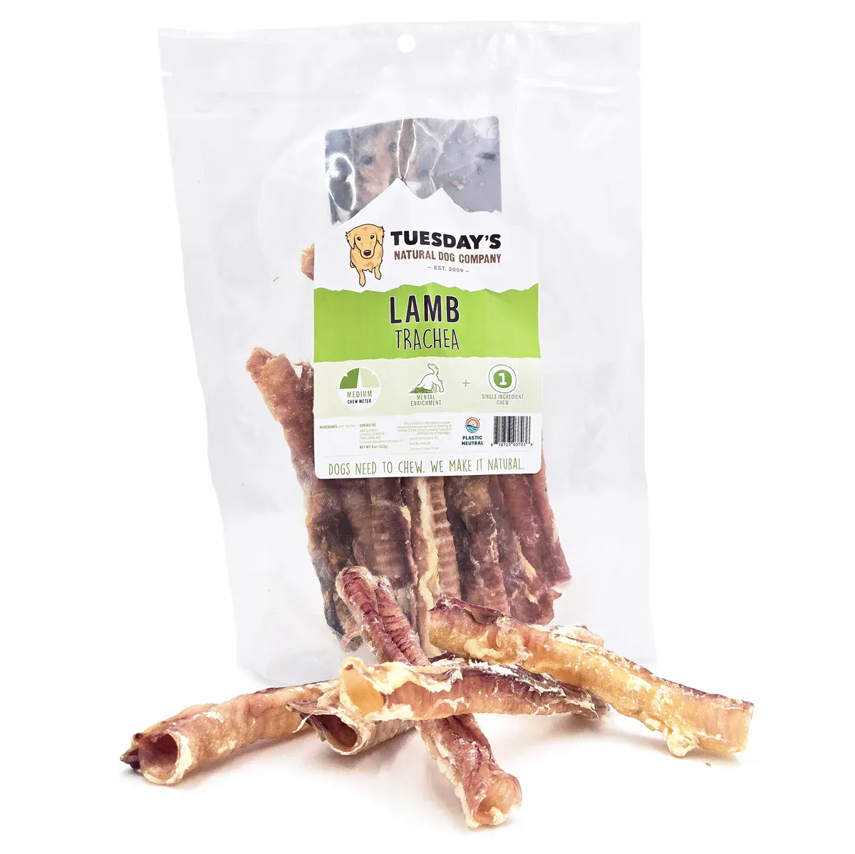 Tuesdays Natural Dog Lamb Trachea single