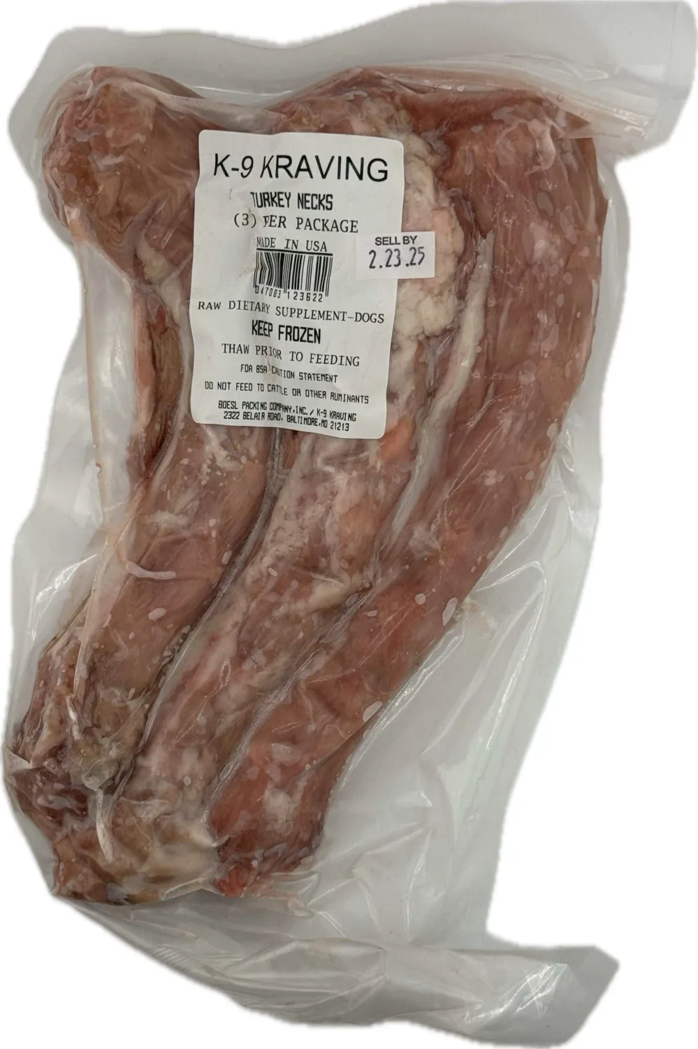 K9 Kraving Frozen Turkey Necks 3/pkg
