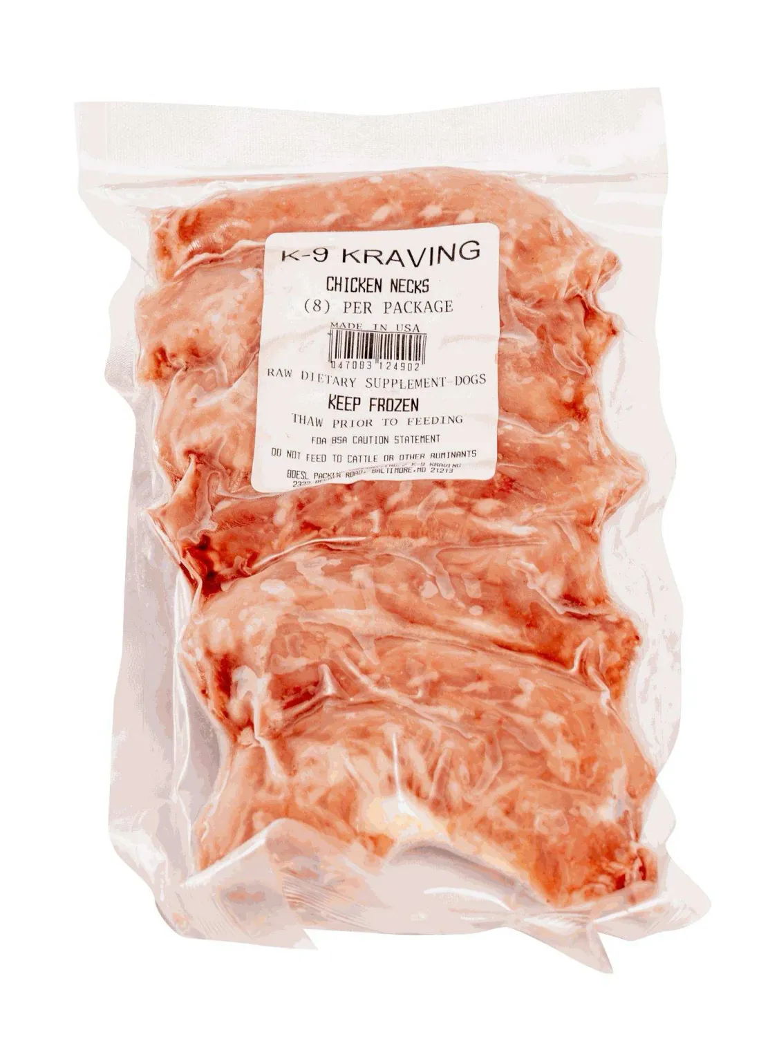 K9 Kraving Frozen Chicken Necks 8/pkg