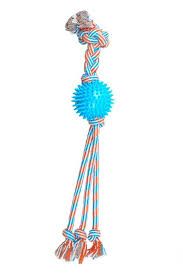 ThoozyPet Squid Tails Tug Rope Spike Ball Blue/Red 22"
