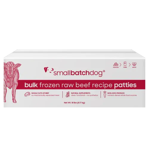 Small Batch Dog Frozen Patties Beef 18#
