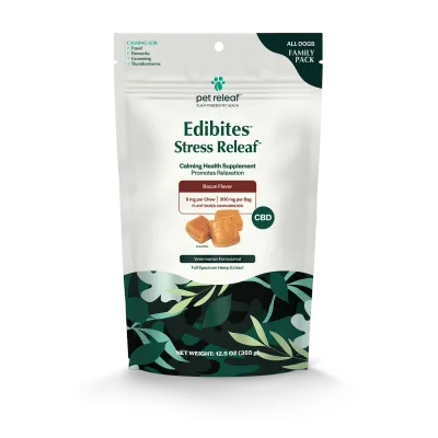 Pet Releaf Edibites Stress Releaf Peppered Bacon LG Family Size 12.5oz