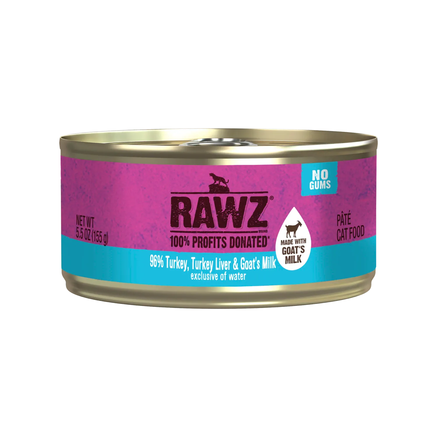 Rawz Cat  Can 96% Turkey, Turkey Liver, Goat's Milk 5.5oz
