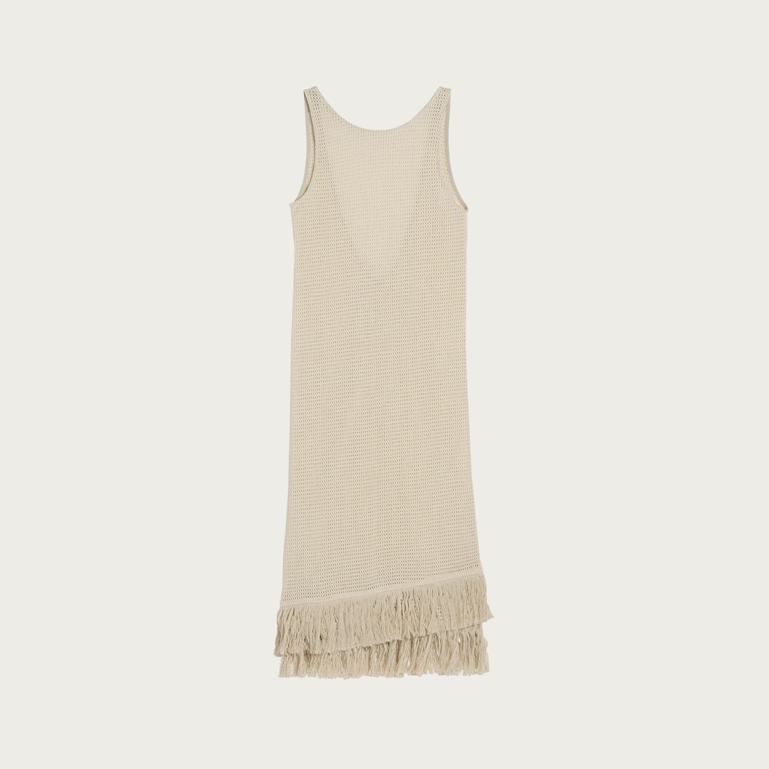 ECRU ARI SLIP NET DRESS