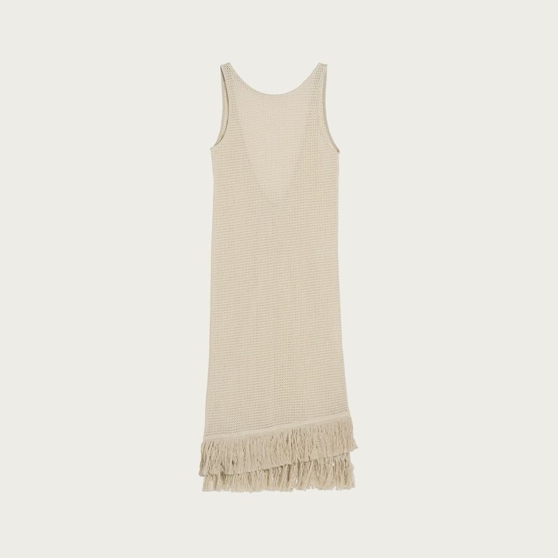 ECRU ARI SLIP NET DRESS