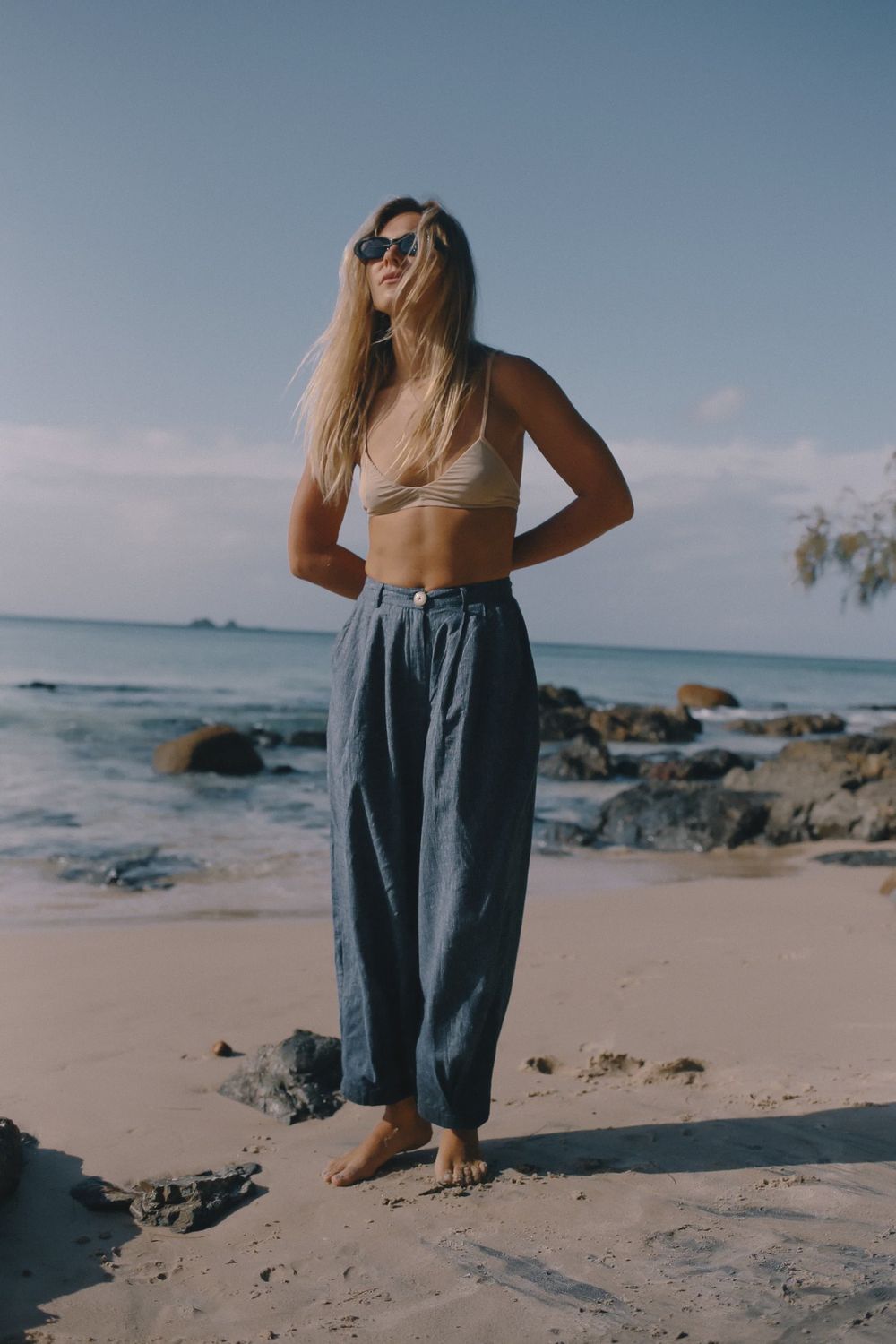 YUMI PANT | NAVY PINSTRIPE