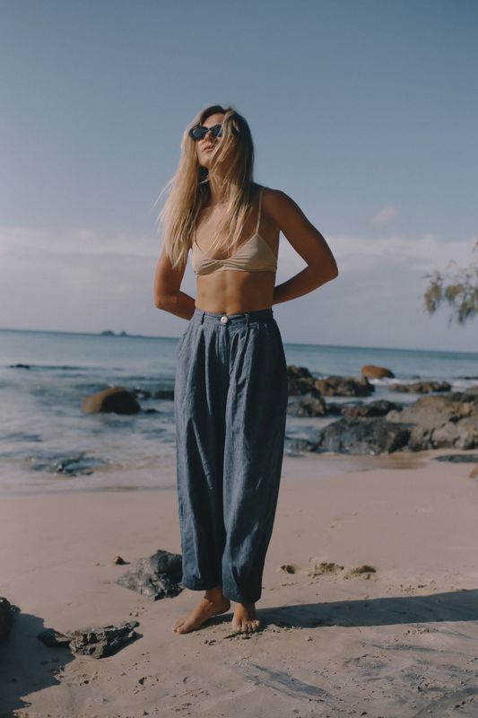 YUMI PANT | NAVY PINSTRIPE