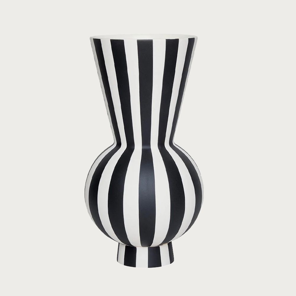 TOPPU VASE – ROUND, Colour: BLACK-WHITE
