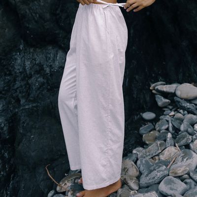 CHLOE TIE PANT – VANILLA PLAID