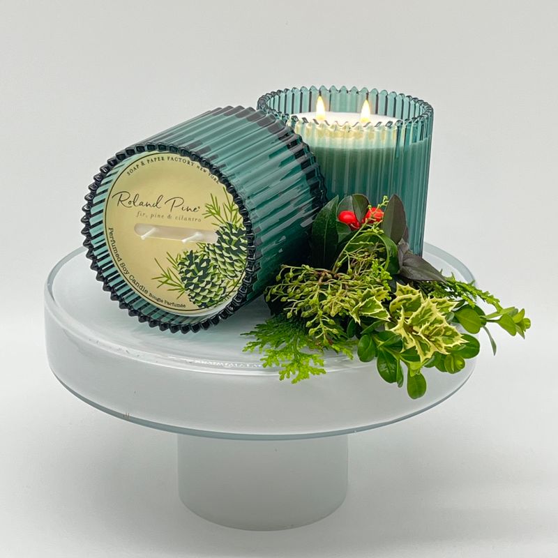 Roland Pine Ribbed Glass 2 wick Candle