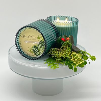 Roland Pine Ribbed Glass 2 wick Candle
